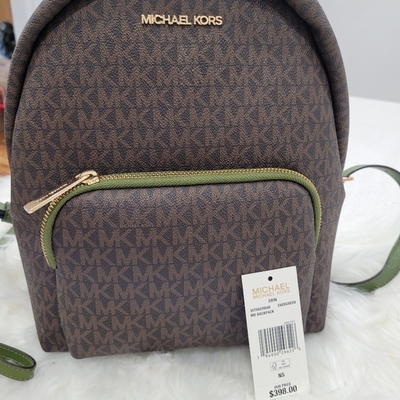 🤎🔹️Michael Kors🔹 Erin Small Backpack , wallet and crossbody- Evergreen Brown - Picture 9 of 13